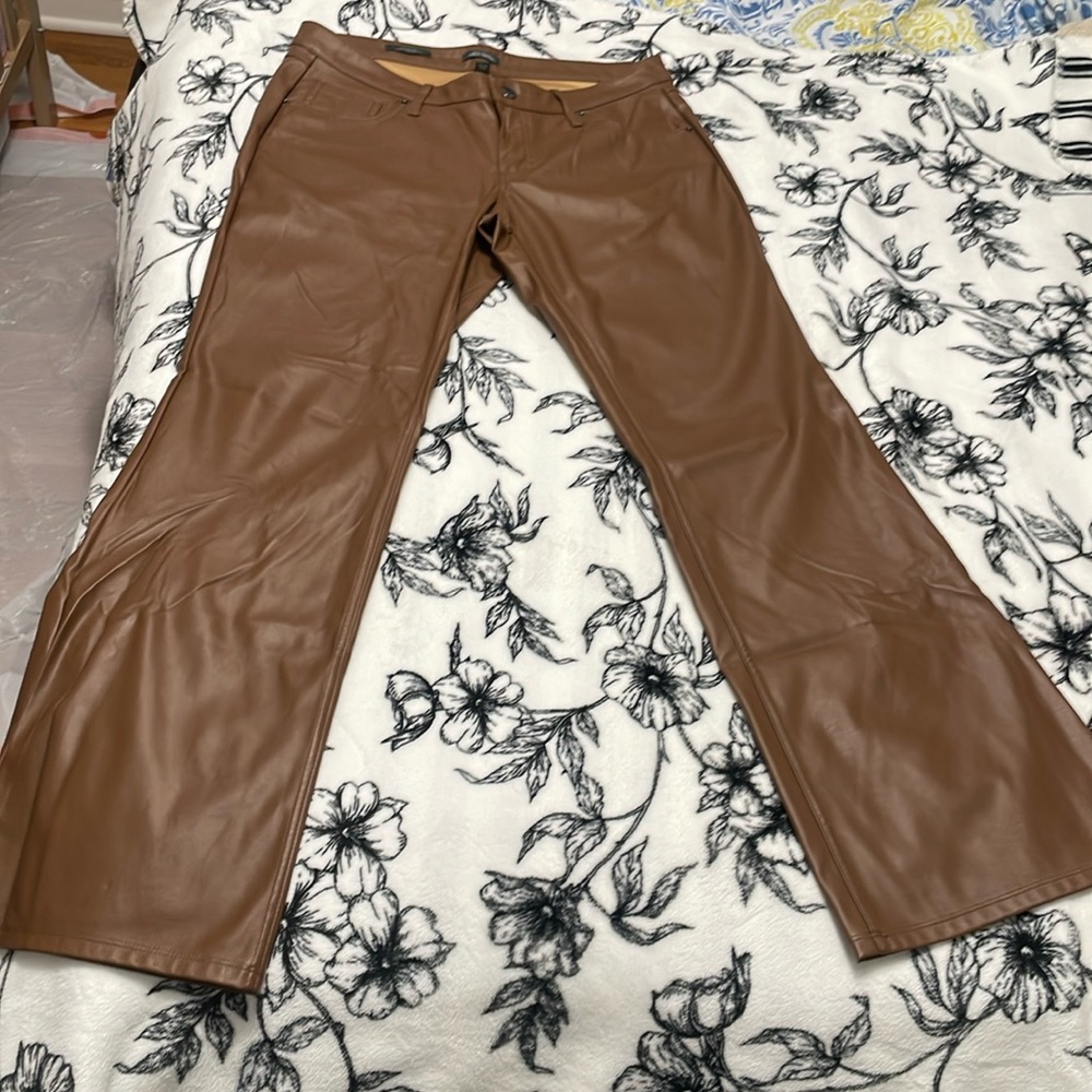 Low rise flare leather pants